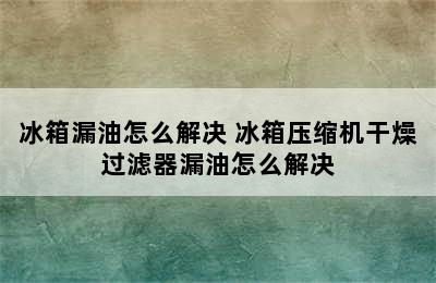 冰箱漏油怎么解决 冰箱压缩机干燥过滤器漏油怎么解决